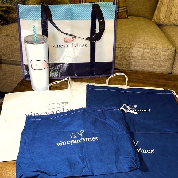 Vineyard Vines Other - Vineyard Vines Bundle Lot of 7 Tumbler, Dust Bags, Tote, & Shopping Bag